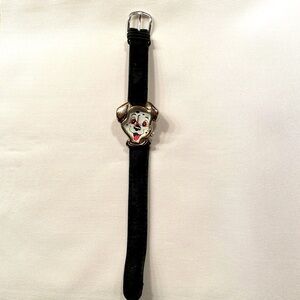 “101 Dalmatians” Timex vintage watch!!   Silver head case, black leather band.